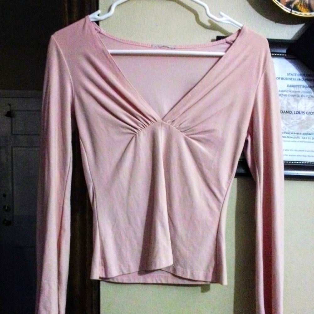 Vintage Y2K French designer "Coco Paris" women's small long sleeve v- neck shirt